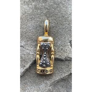 Rare Y2K 2000 Gold Toned, Silver Toned, Hour Glass Pendant